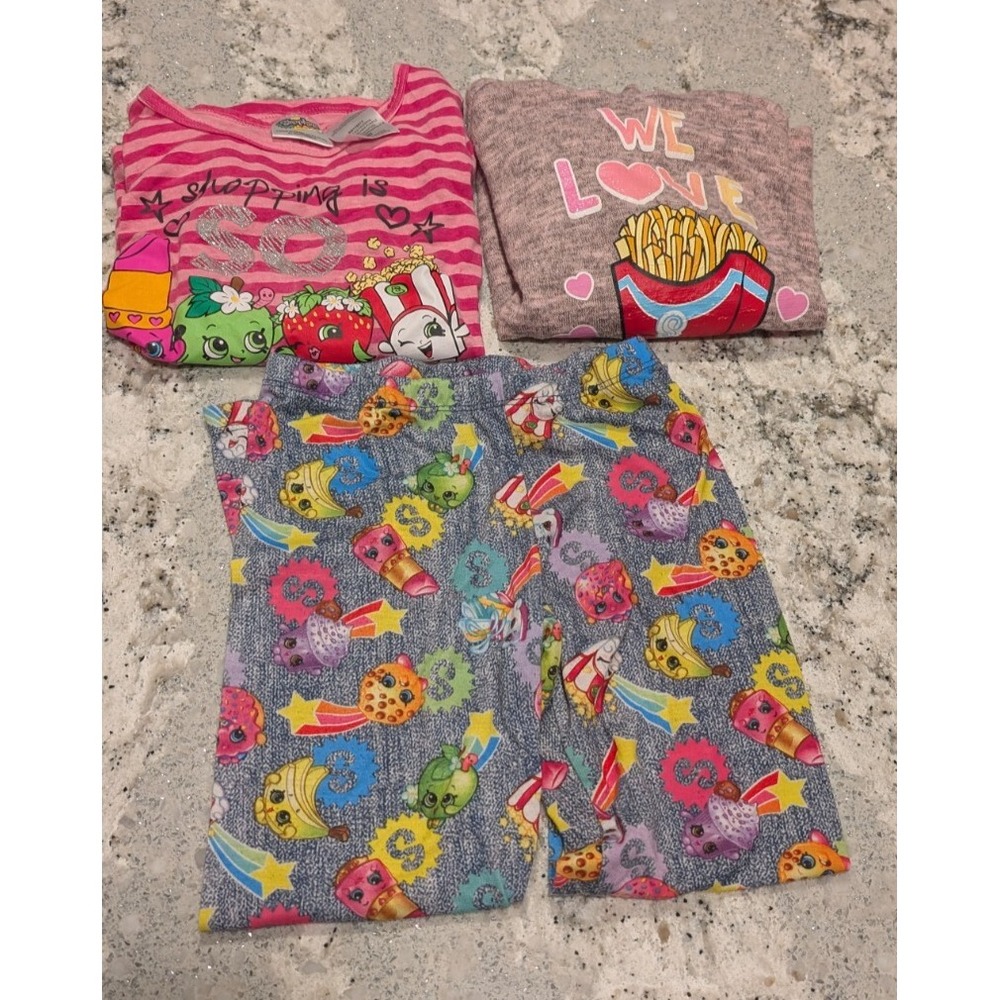 Shopkins Bundle Long Sleeve Shirts (2) and Leggings, Hooded Size 6/6X, Lot of 3